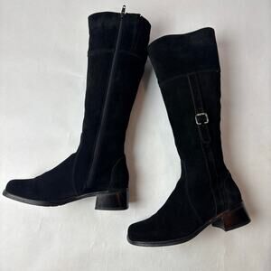 La Canadienne 6.5 M Passion Suede Tall Riding Boots Waterproof Block Heel Buckle